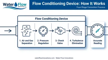 Flow Conditioning Device four-part system correcting meter over-registration