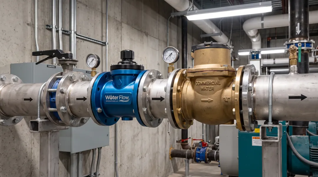Flow Conditioning Device installed immediately after the commercial water meter