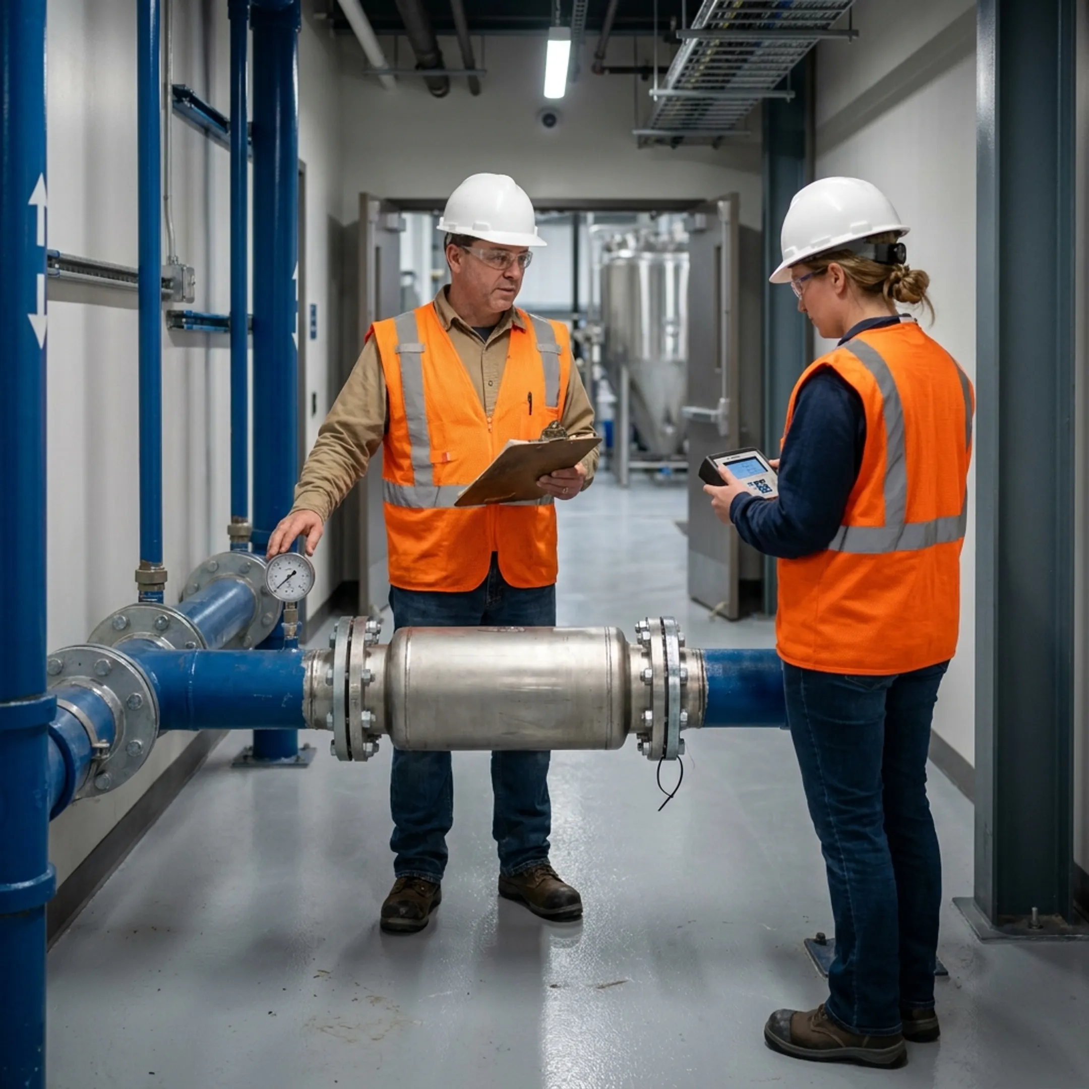 Flow Conditioning Device installed on a paint manufacturing facility water line