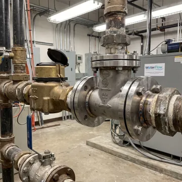 Flow conditioning device installed on a commercial water line