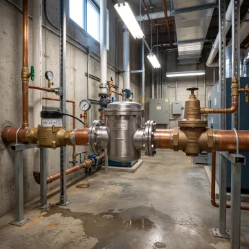Flow conditioning equipment on a hotel water line