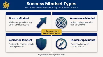 Four success mindset types growth abundance resilience leadership comparison infographic