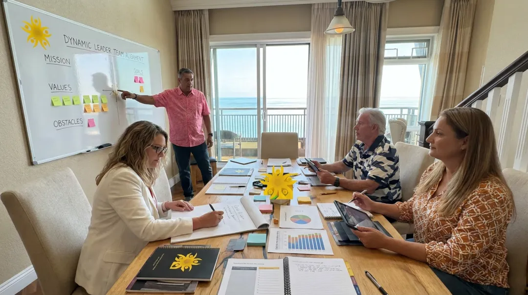 Leadership team coaching session focused on cross-functional decision clarity and collaboration