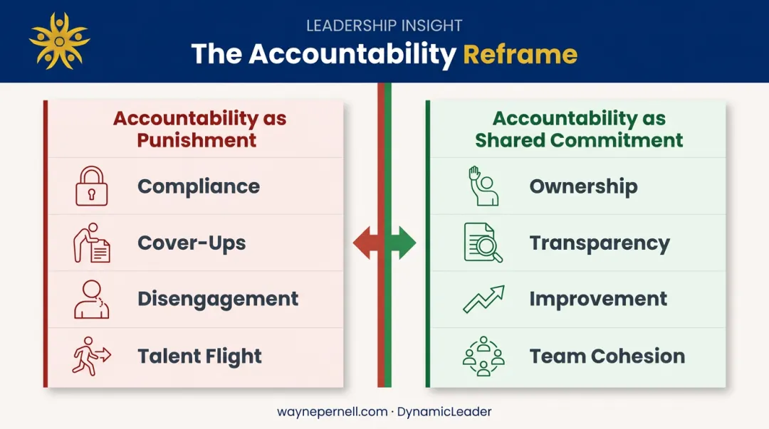 High versus low accountability culture comparison showing team outcomes side by side