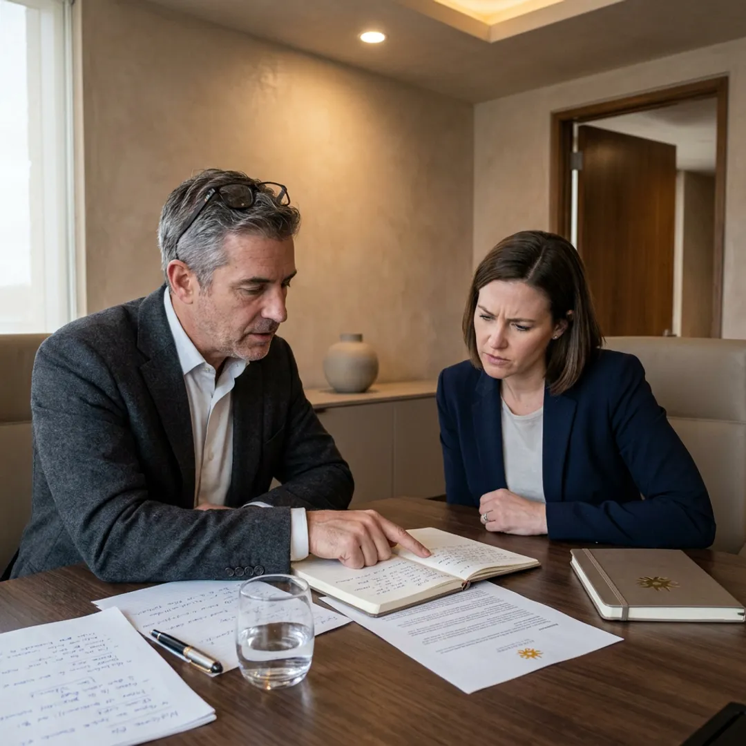 Executive coach guiding a leadership strategy session
