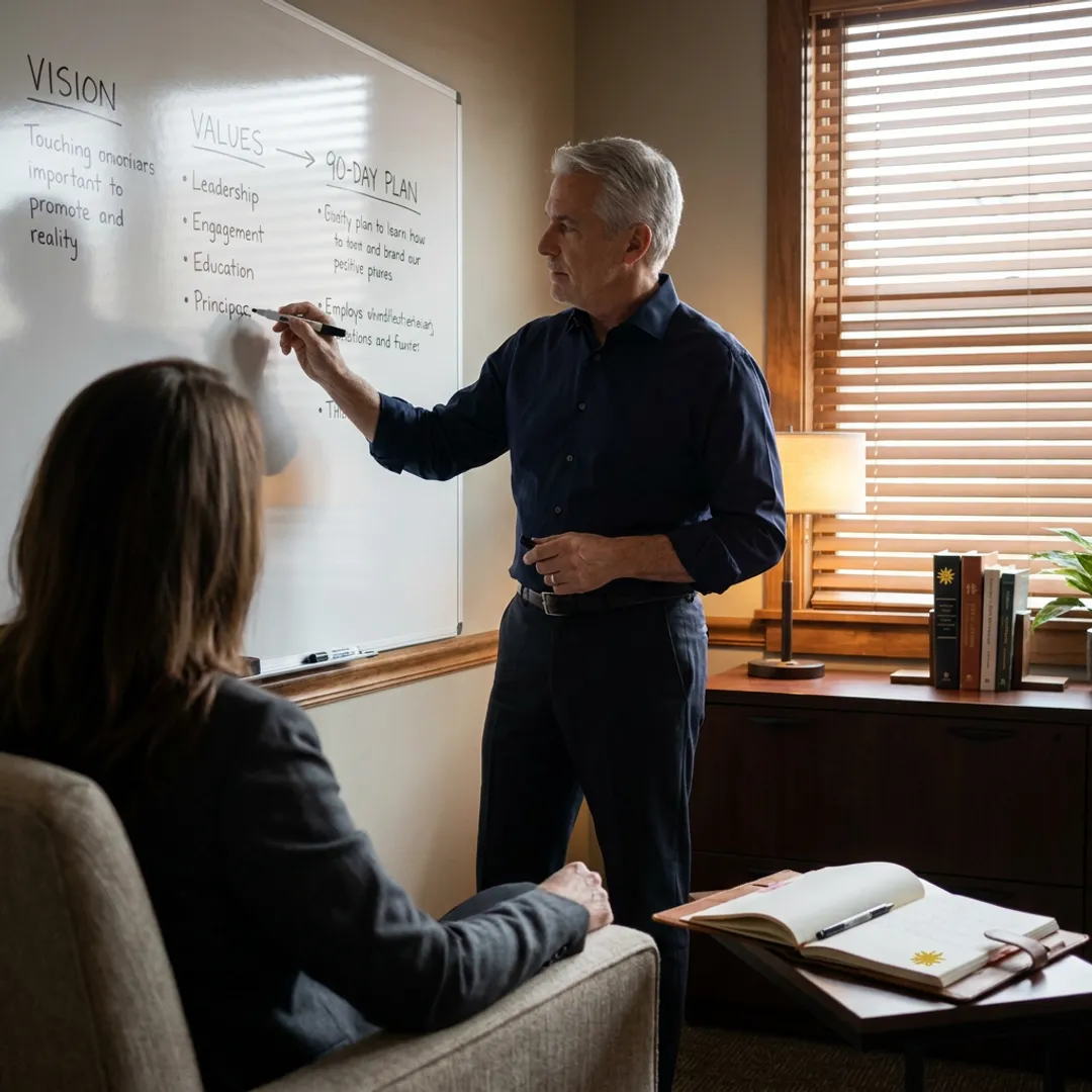 Executive leader mapping a coaching plan