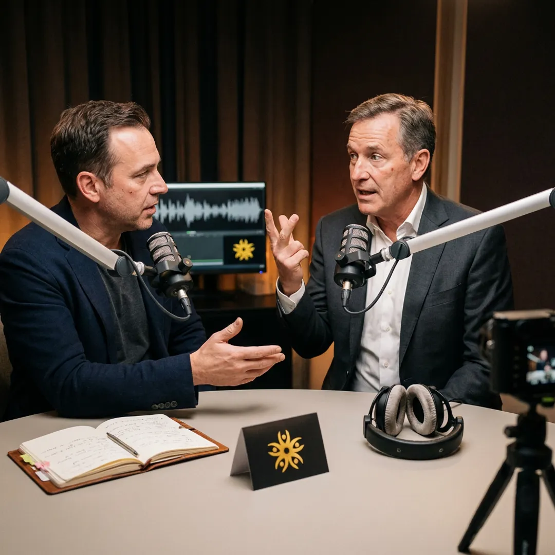 Executive podcast recording with leadership guest
