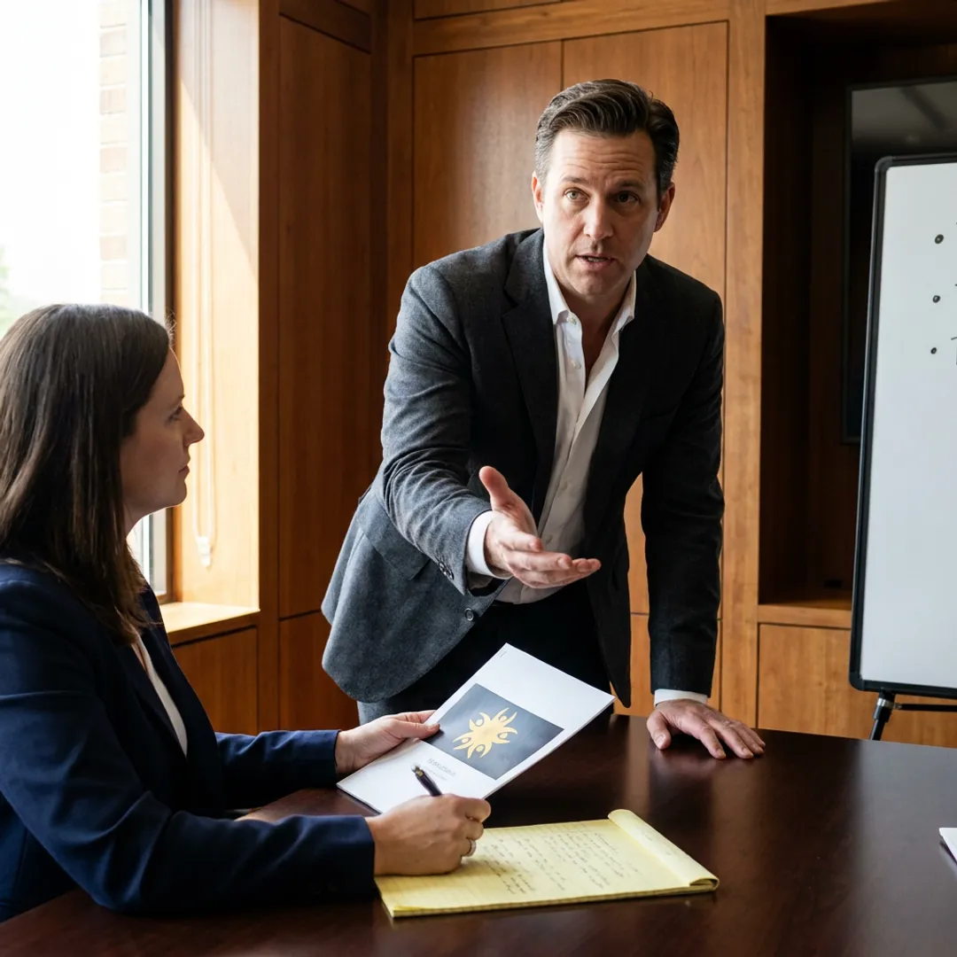 Executive practicing a presentation with a speaking coach