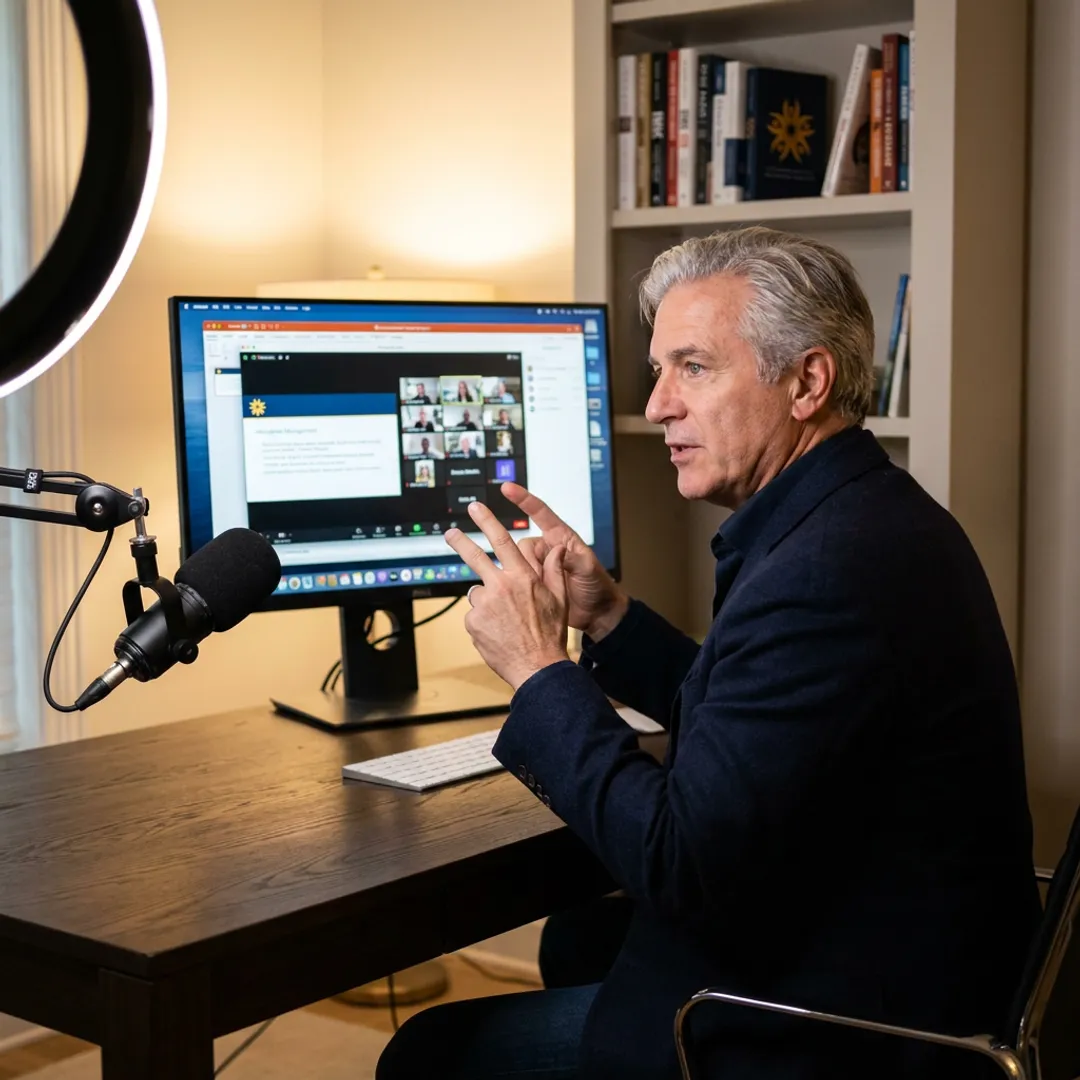 Dr. Wayne Pernell delivering a virtual keynote speech for an online corporate conference