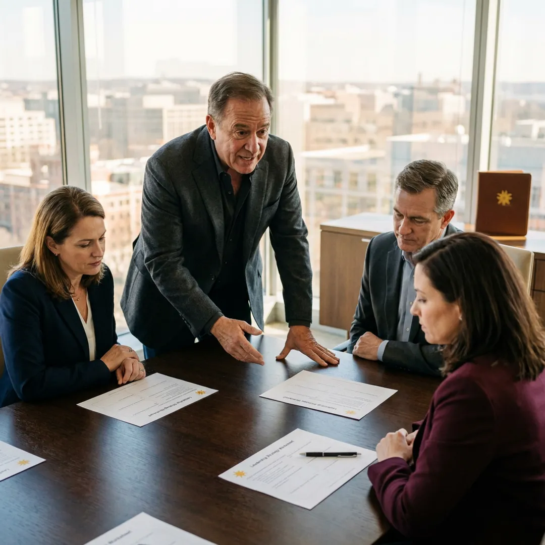 Executive coach facilitating leadership strategy process