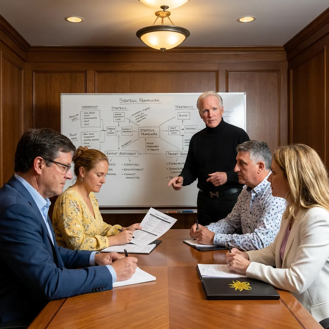 Executive coach facilitating a leadership strategy session