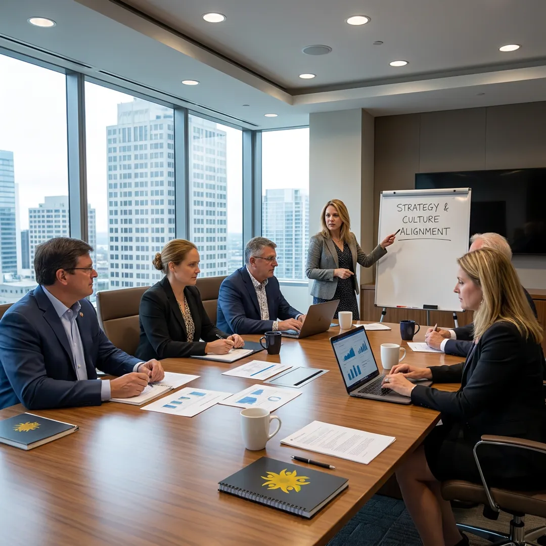 Executive healthcare leaders in a strategic coaching session