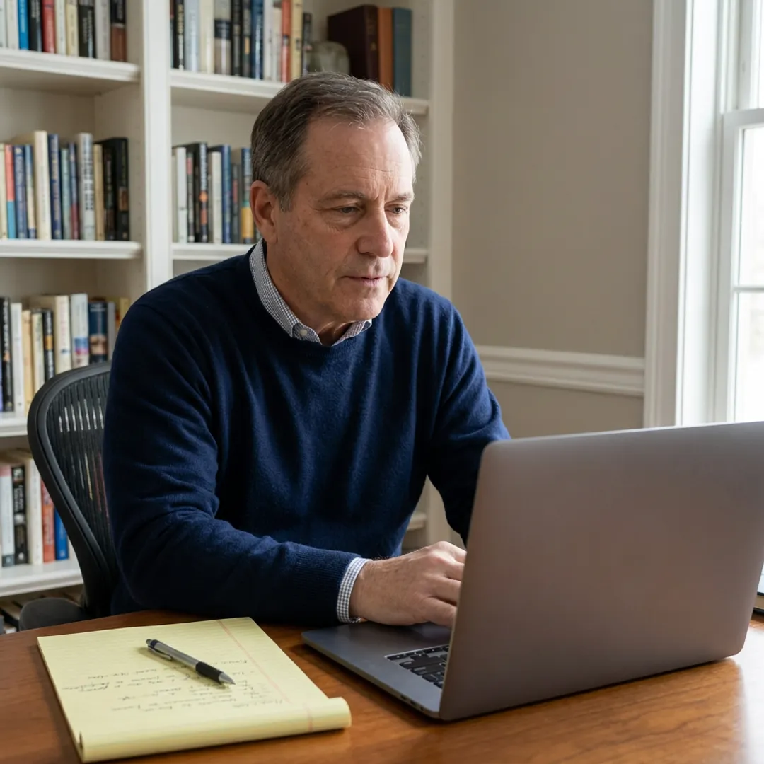 Executive leader in a virtual burnout coaching session