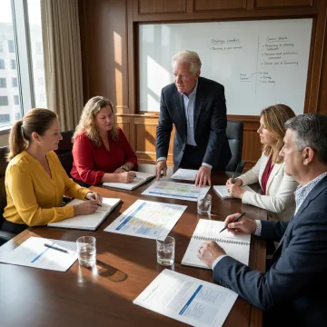 Executive leadership coaching session with senior leaders