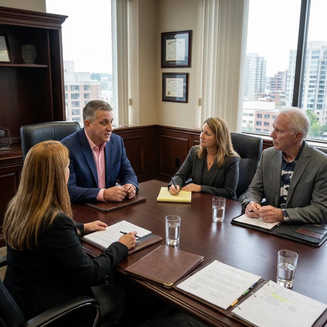 Executive coach guiding leadership strategy session