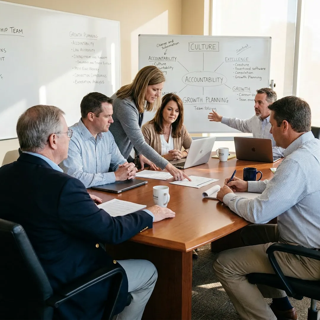 Leadership strategy session with executive team