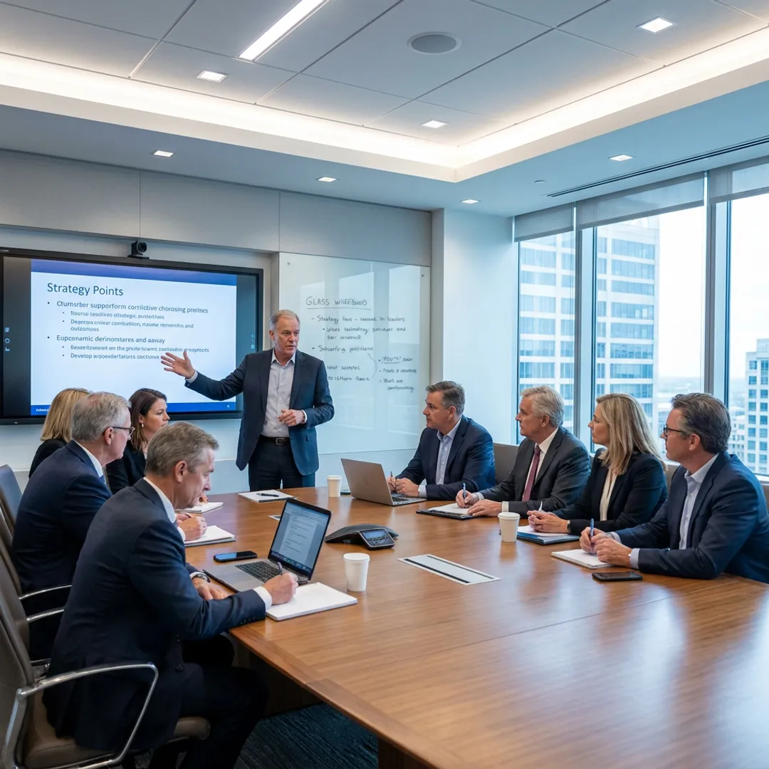 Executive coach leading a corporate leadership session