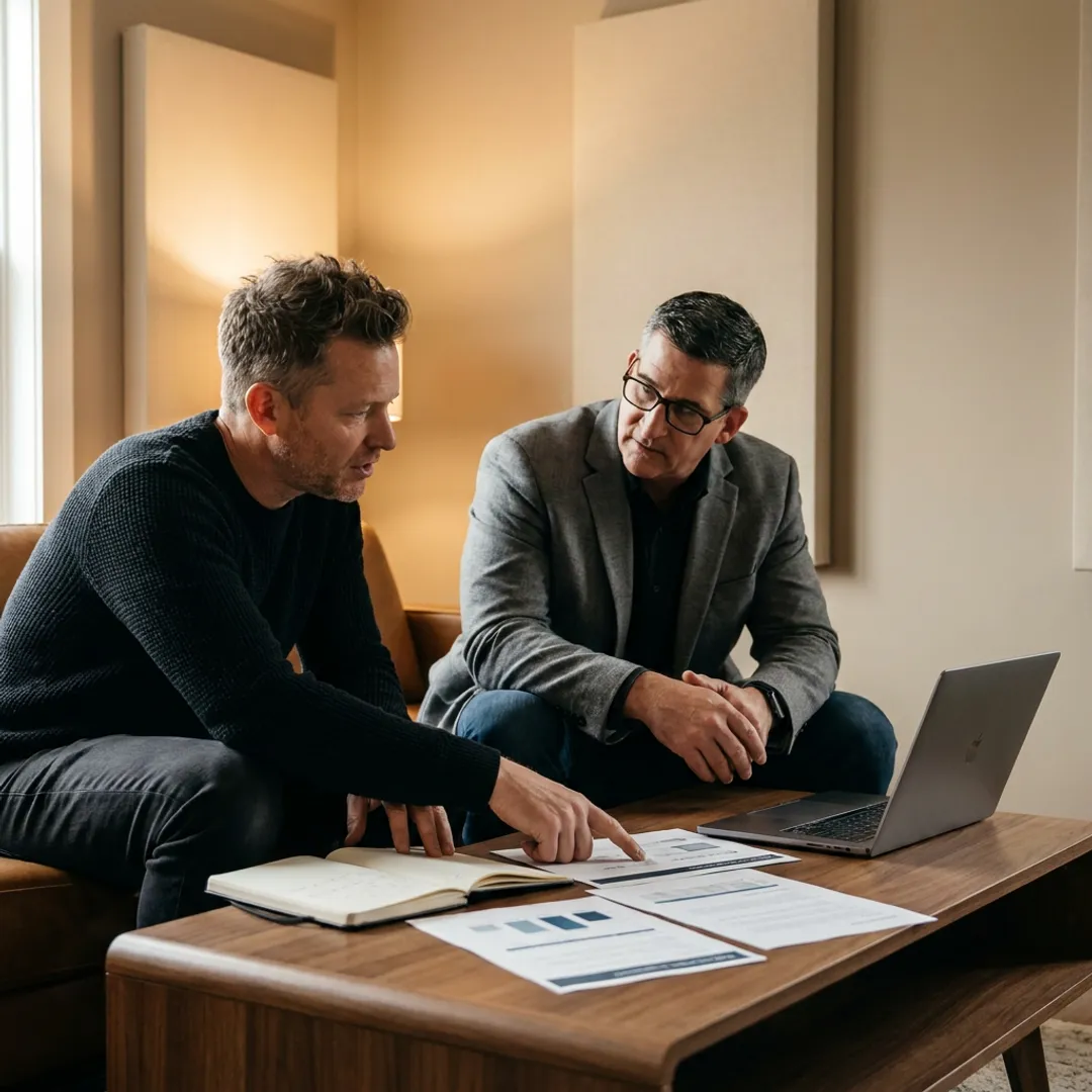 Executive coach advising a creative professional