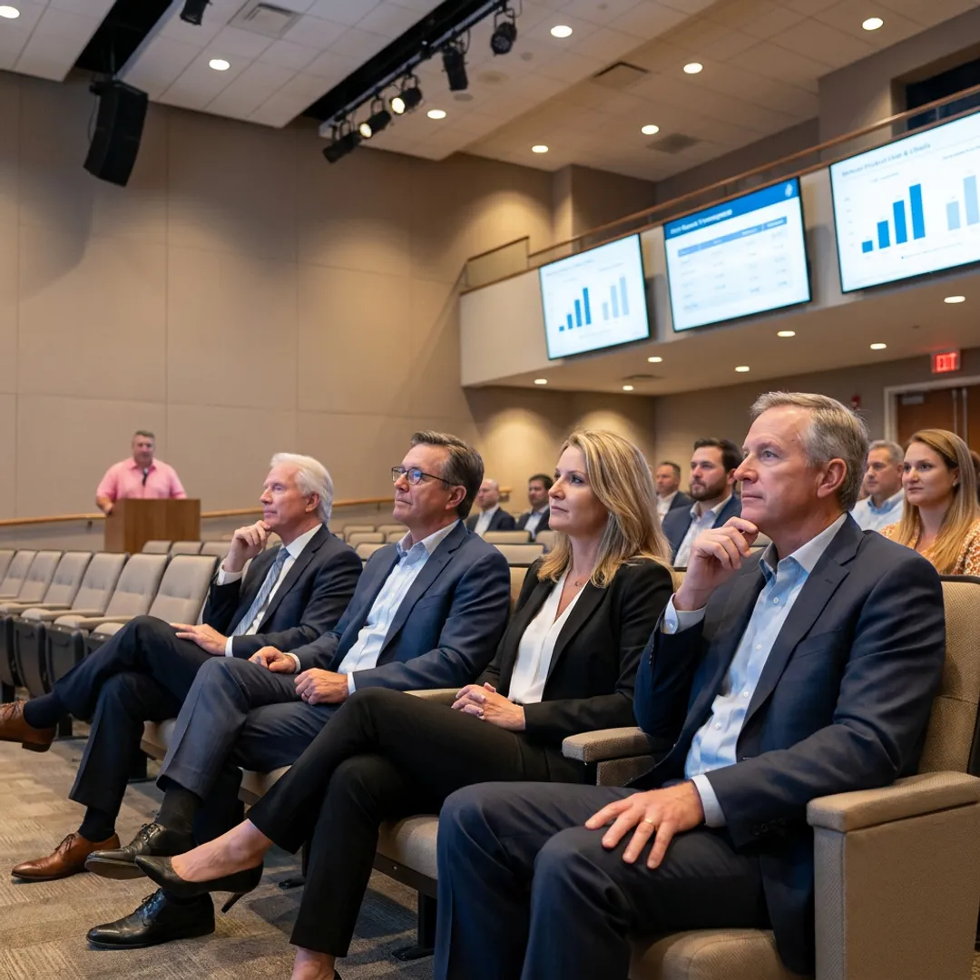 Business audience listening to culture keynote