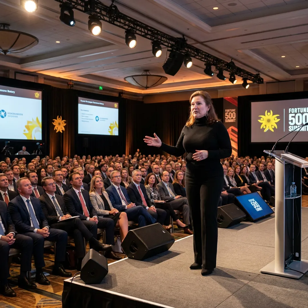 Leadership keynote speaker presenting to a corporate audience