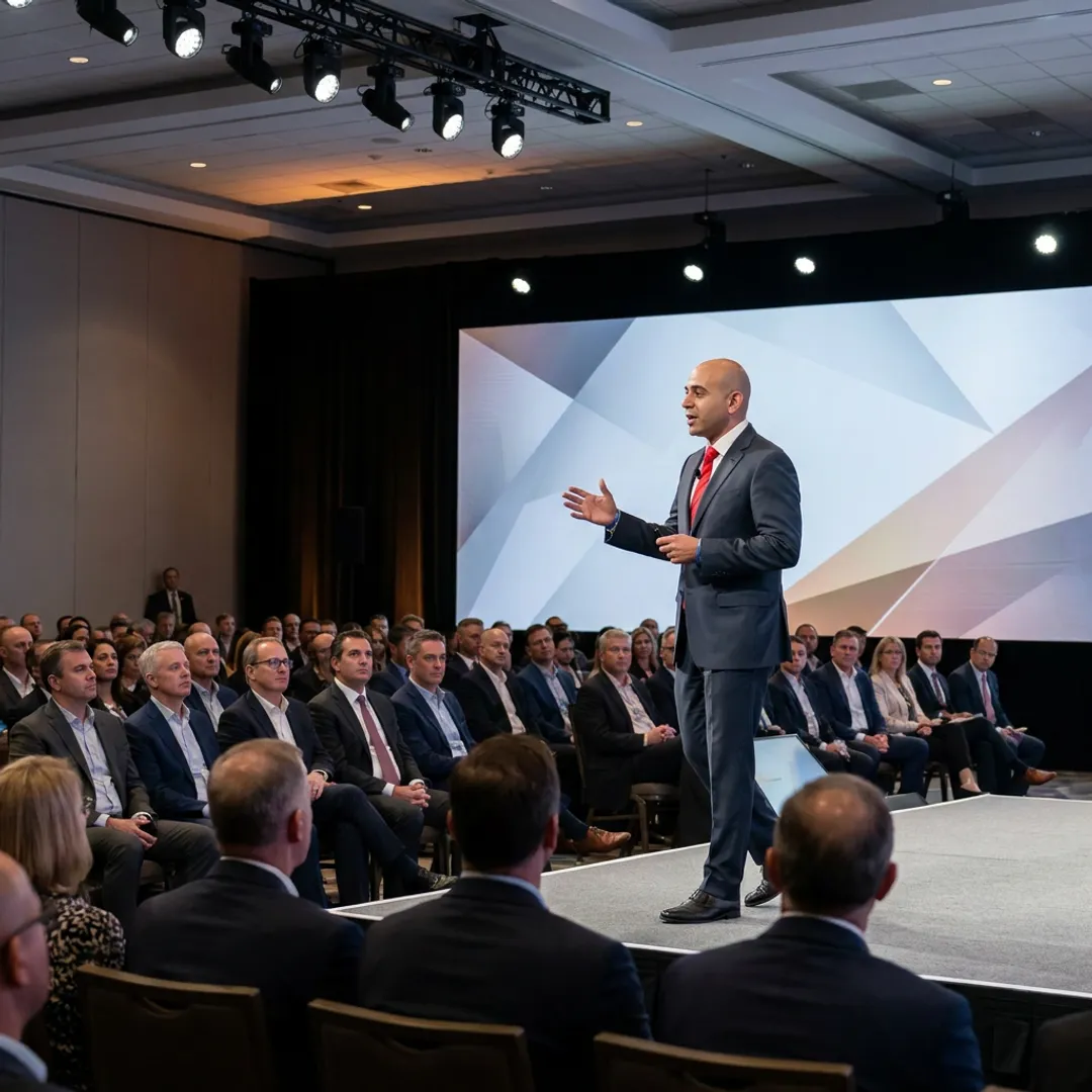 Speaker leading innovation keynote for executives