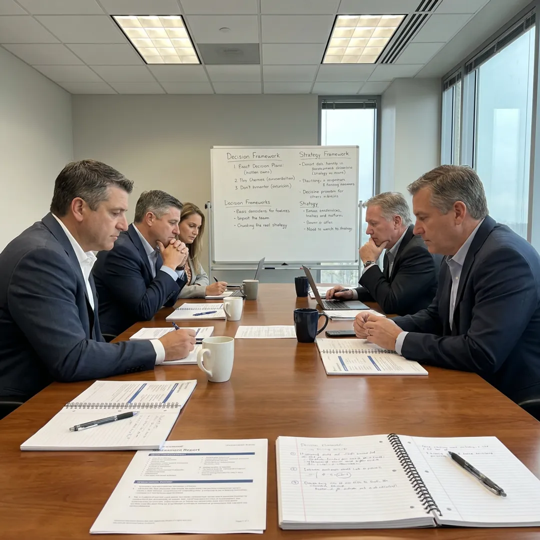 Leadership team mapping a decision-making process
