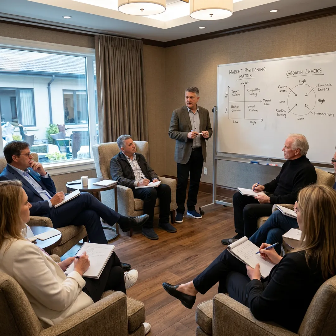 Entrepreneurs in a group business coaching session