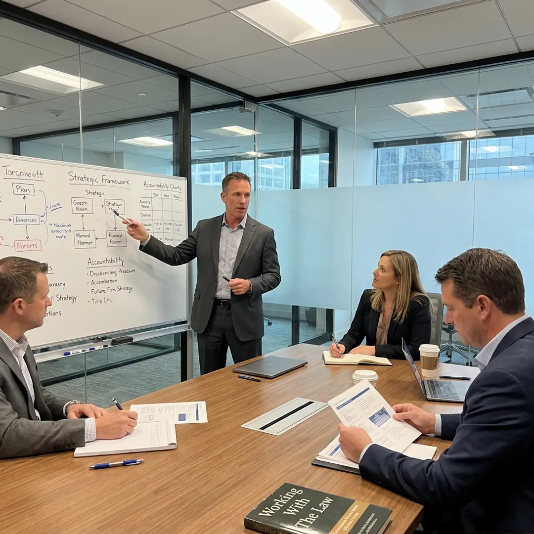 Executive coach guiding leadership development session