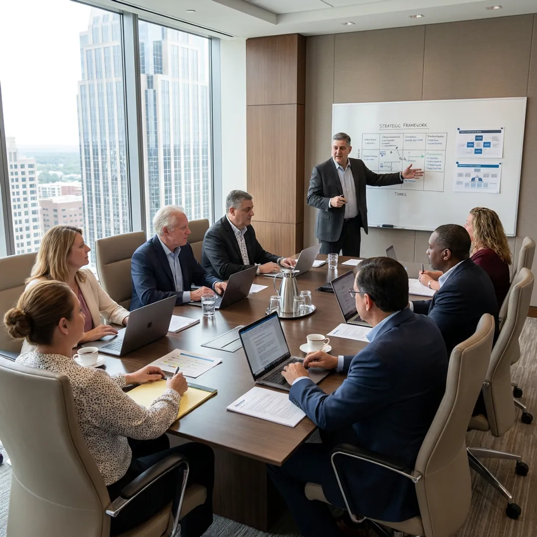 Executive leadership coaching session in Charlotte boardroom