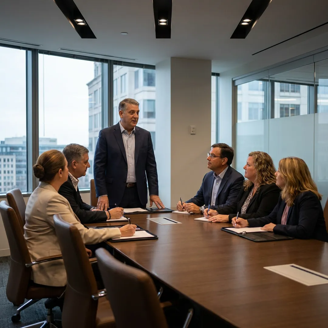 Executive coaching session in Washington DC boardroom