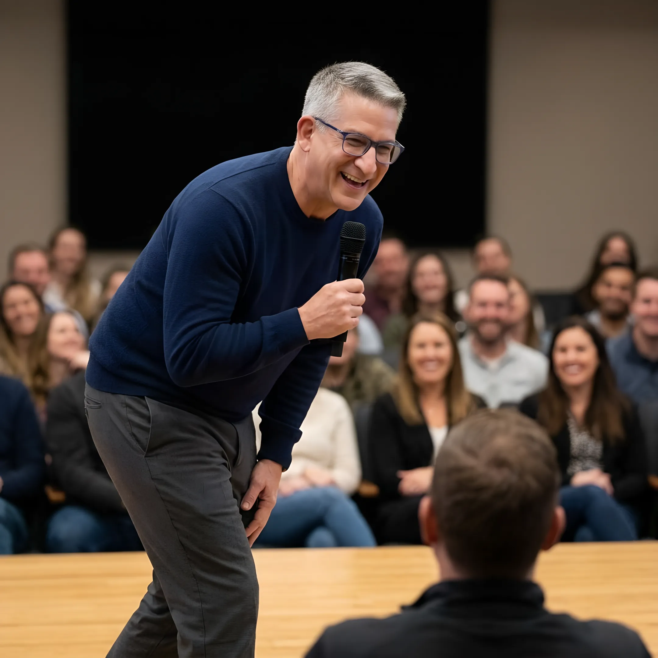 Leadership keynote speaker engaging executives at an event