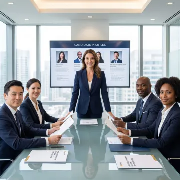 Recruiter presenting mortgage banking candidates