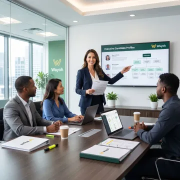 Executive recruiter meeting with a healthtech leadership team