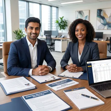Recruitment team reviewing banking candidate profiles