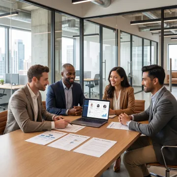 Fintech recruitment team reviewing candidates