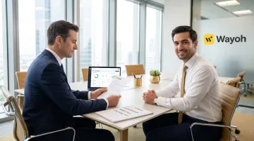 Hiring manager conducting structured TPRM candidate interview in professional financial services office