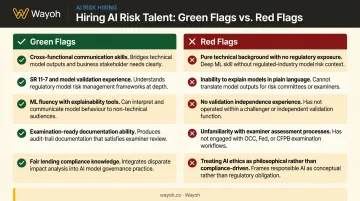 AI risk hiring green flags versus red flags side-by-side comparison infographic