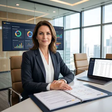 Consultant reviewing data governance documentation