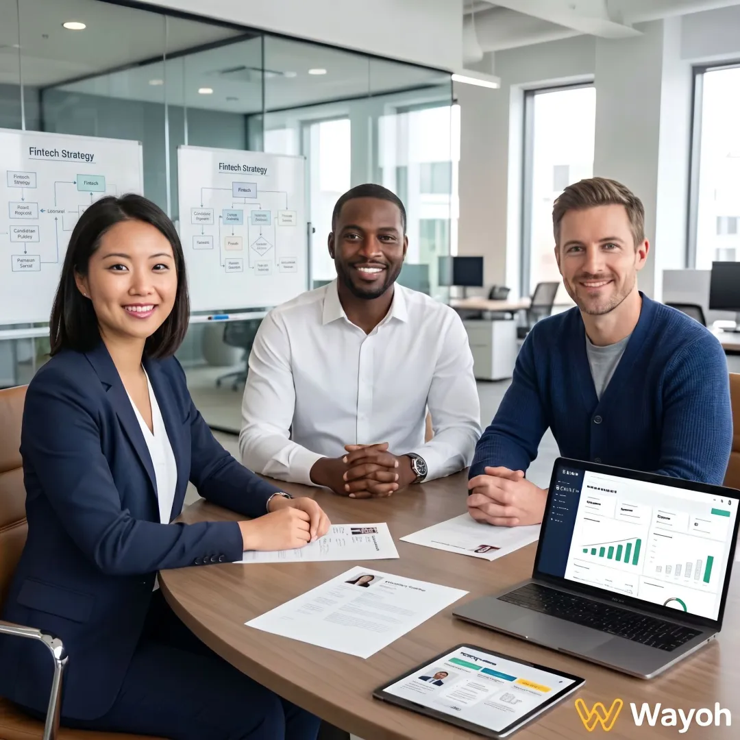 Fintech recruitment team reviewing candidates