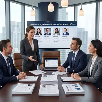 Financial recruiter presenting executive candidates