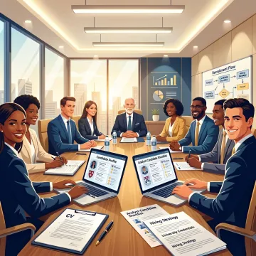 Recruiters reviewing campus hiring candidates