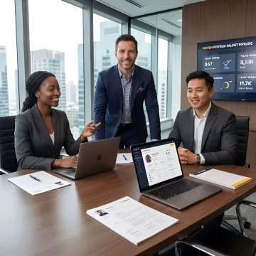 Recruiter presenting financial controller candidates to a hiring team