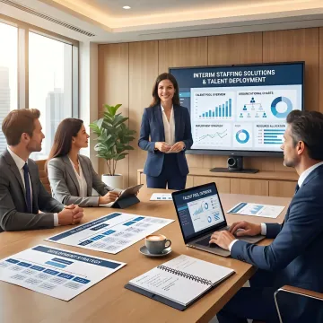 Recruiter presenting interim hiring solutions