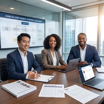 Chief of Staff recruiter consulting a fintech leadership team