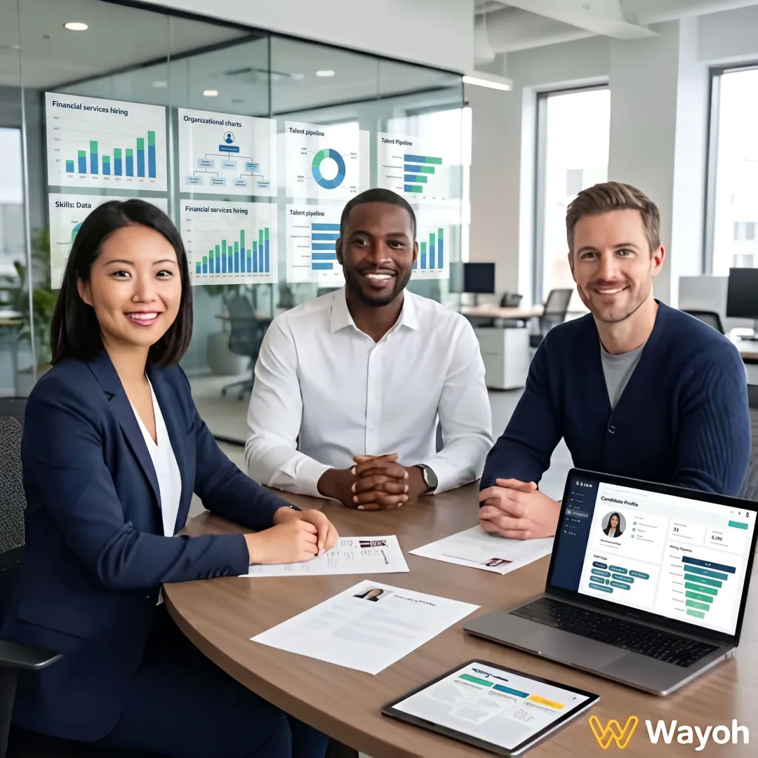 Fintech recruitment team reviewing candidate profiles