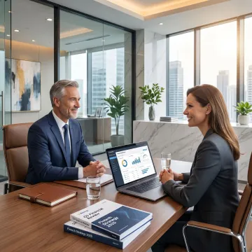 Executive recruiter meeting CFO candidate for banking and fintech role