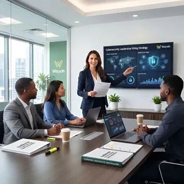 Cybersecurity executive recruiter consulting with financial services leadership team