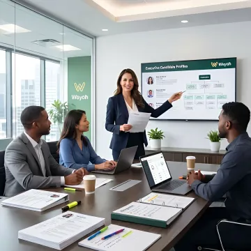 Recruiter presenting executive candidates to a hiring team