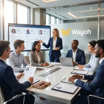 Recruiter presenting executive candidate shortlist to a banking client