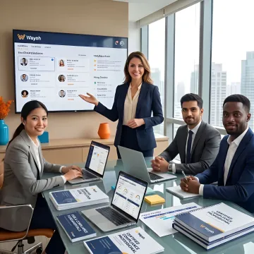 Professionals reviewing banking risk management training materials